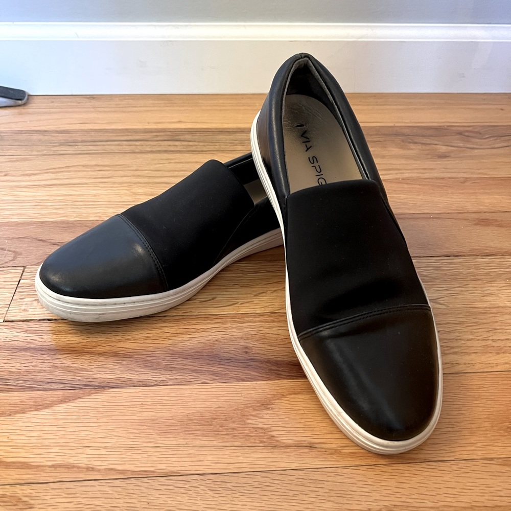 Via Spiga Raine Gray Leather Slip On Shoes Size 7.5